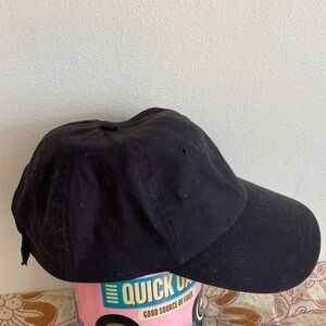 This is a black cotton baseball cap.